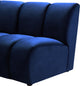 Infinity Channel Tufted Velvet Modular Chair, Navy, 5 Piece