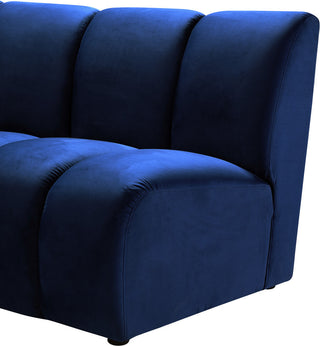 Infinity Channel Tufted Velvet Modular Chair, Navy, 5 Piece