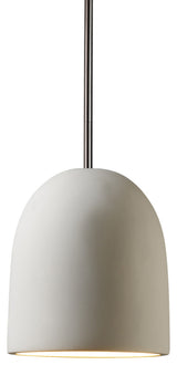 Radiance Small Bell Pendant, Bisque, Brushed Nickel, Rigid Stem, LED