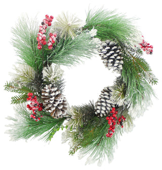 24" Pine and Pine Cone Berries Wreath