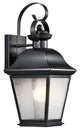 Traditional Mount Vernon Outdoor Wall, Medium, Black With Clear Seeded Glass