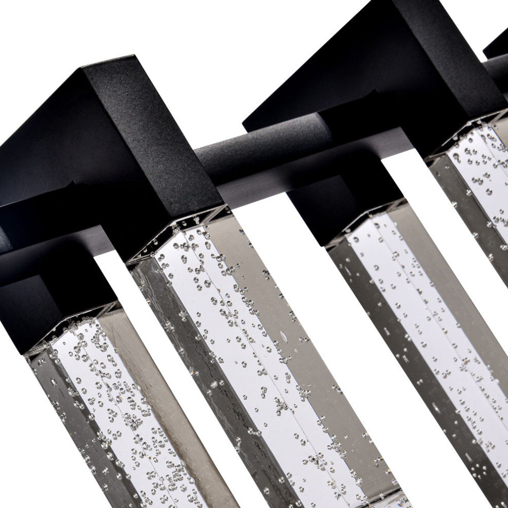 Sorrento 40" 7 Shades ETL Certified Integrated LED Linear Chandelier, Black
