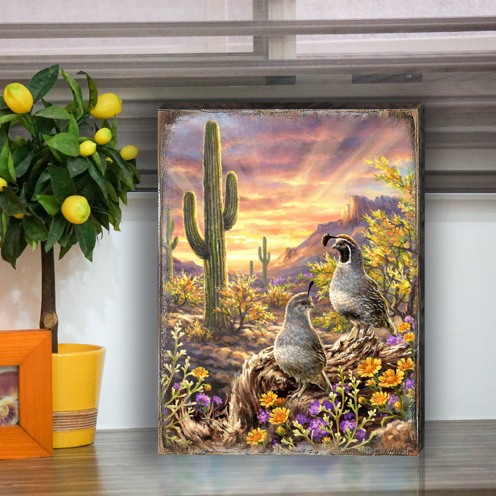 Quail Vista Wooden Block, 36 X 24