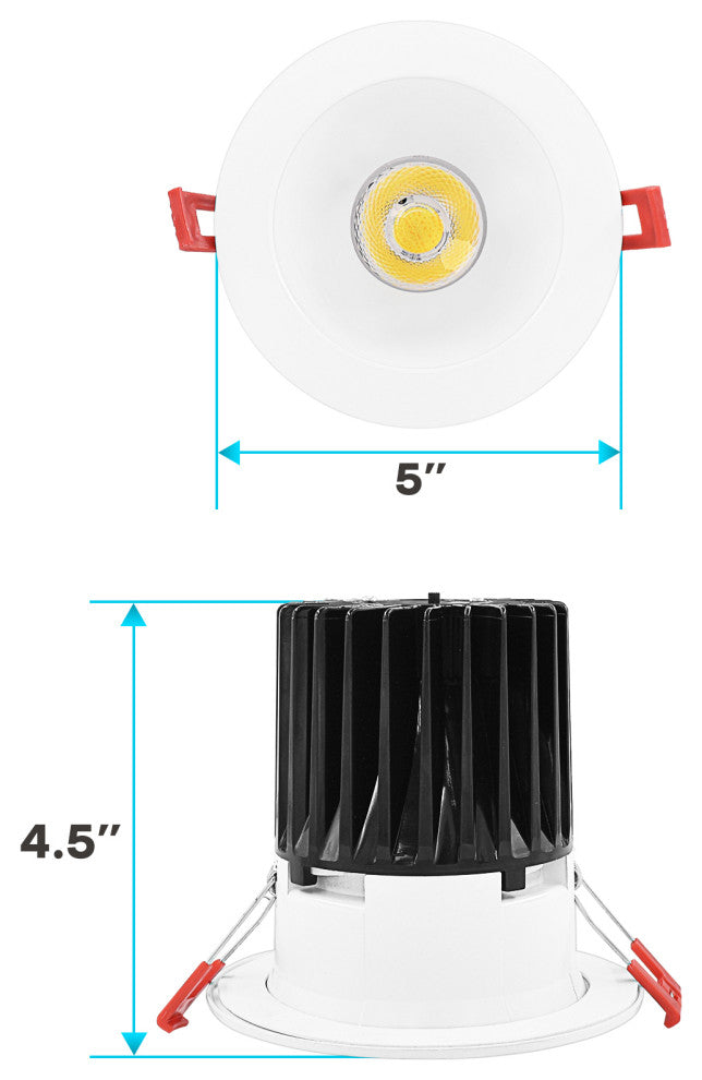 Luxrite 4" LED Recessed Light J-Box 18W 5 Color Selectable 6 Pack