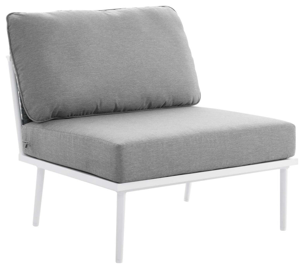 8 Piece Patio Aluminum Outdoor Patio Aluminum Sectional Sofa Set, White Gray