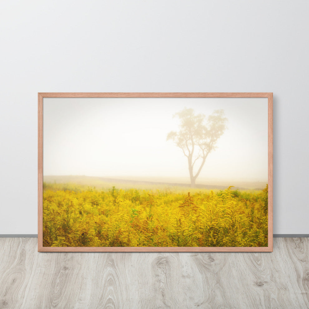 Dreams of Goldenrod and Fog Landscape Framed Photo Paper Wall Art Prints, Red Oak, 24" X 36"