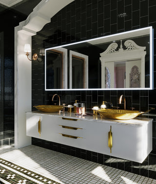 Olive Tempered Glass Oval Vessel Bathroom Sink, Gold