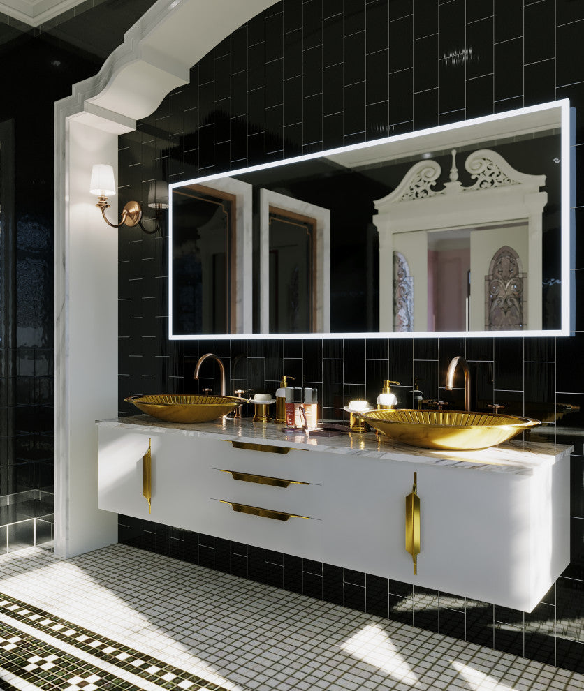 Olive Tempered Glass Oval Vessel Bathroom Sink, Gold