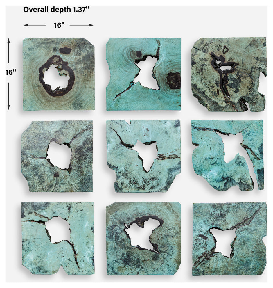 Uttermost Bahati Wood Wall Decor, S/9 - Blue