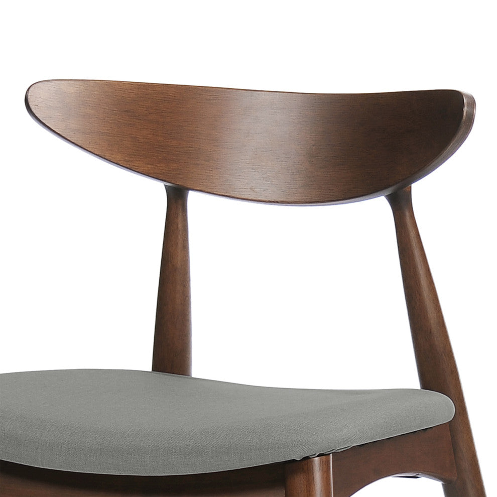 GDF Studio Issaic Mid-Century Design Wood Dining Chairs, Set of 2, Light Gray/Walnut