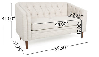 Jelm Contemporary Tufted Loveseat, Beige, 100% Polyester + Birch