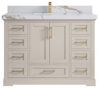 Boston 48" Single Sink Bath Vanity in Fine Grain 2" Calacatta Gold