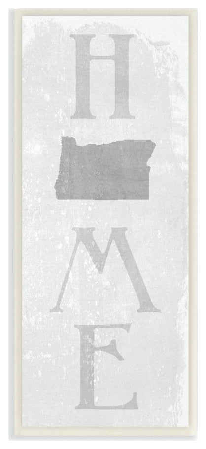 Oregon Home State Map Grey Te"xtured Word Design, 7"x17"