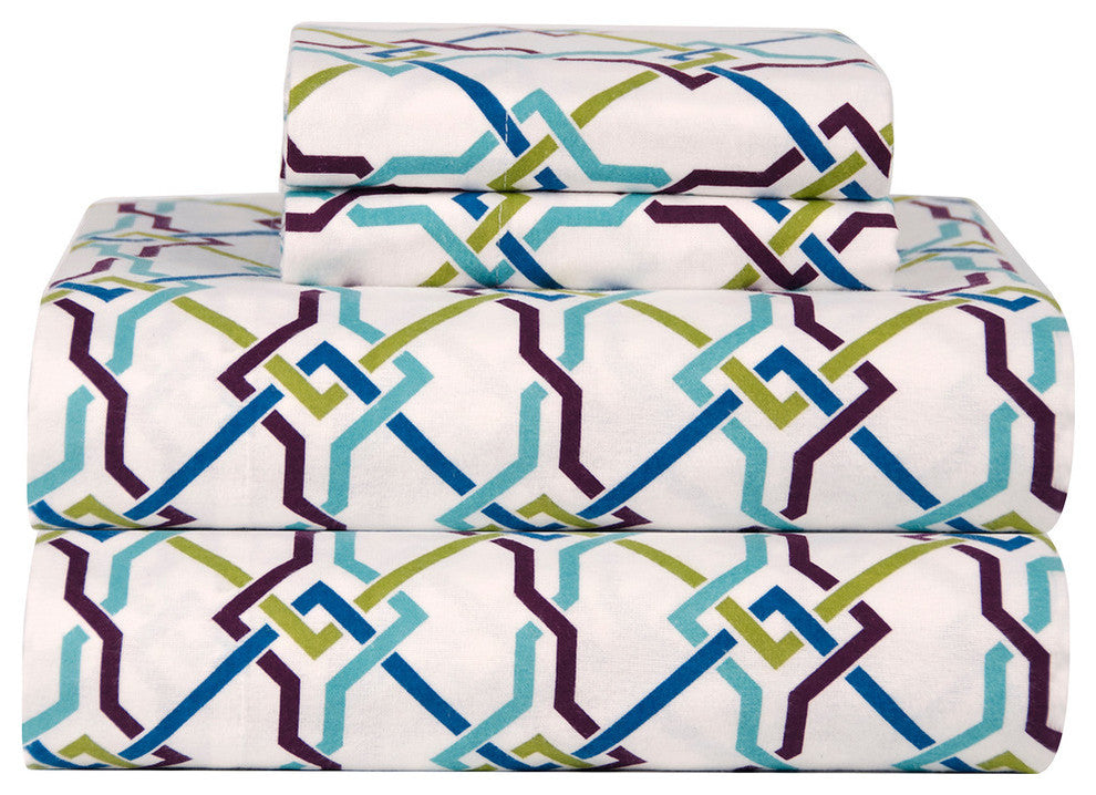 Celeste Home Flannel Sheet Set, Lattice, Cal King
