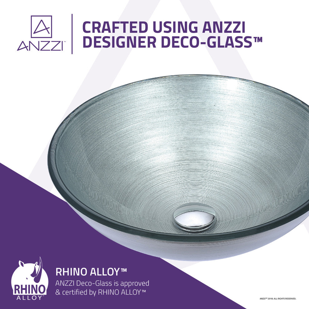 Posh Series Deco-Glass Vessel Sink, Brushed Silver