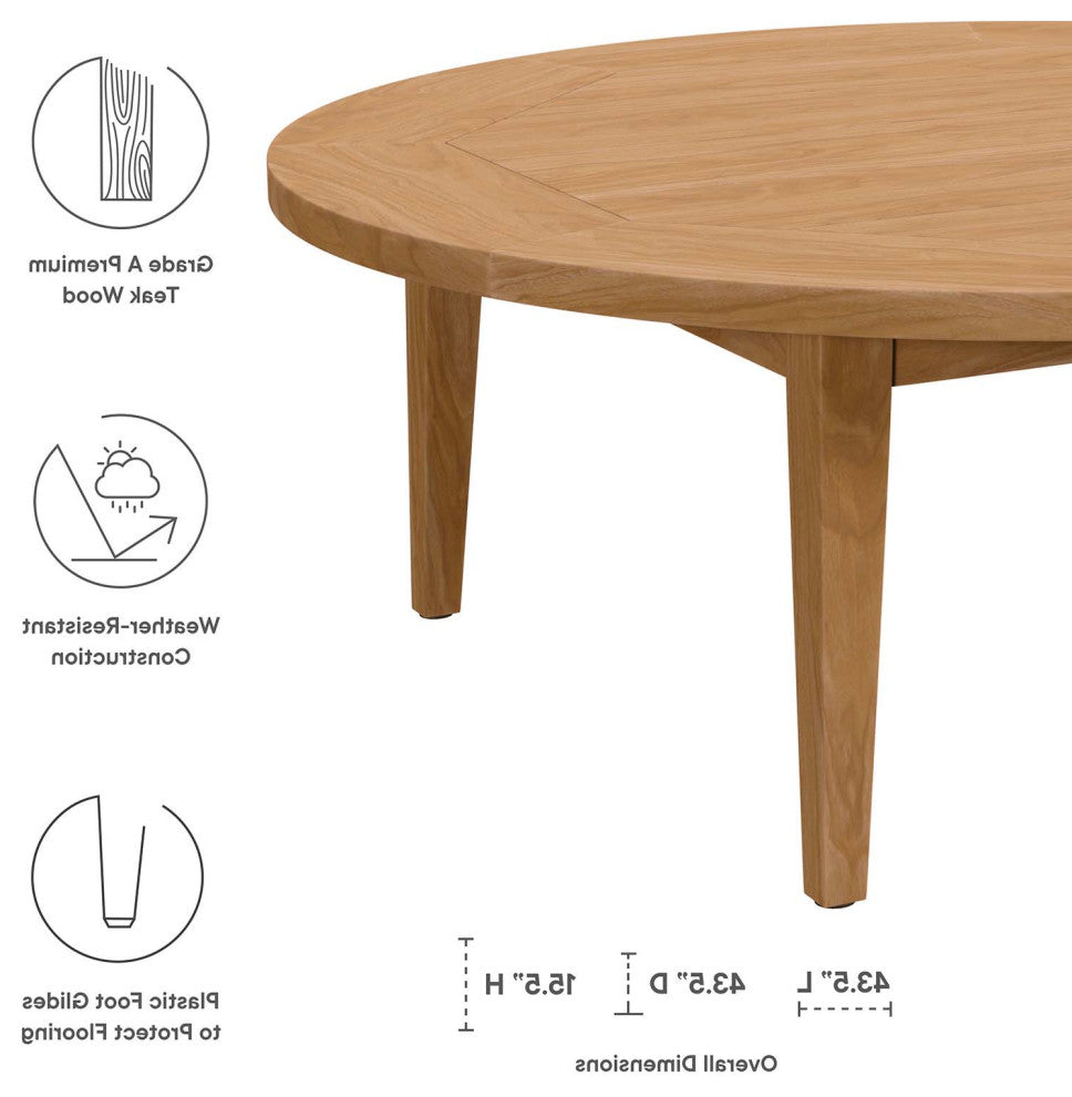 Sectional Sofa Chair Table Set, Blue Navy Natural, Teak Wood, Outdoor Patio