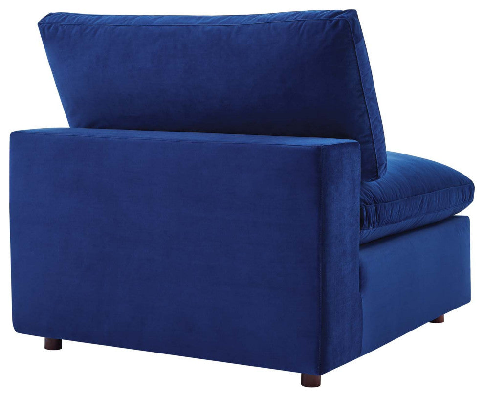 Commix Down Filled Overstuffed Performance Velvet 4-Seater Sofa Navy