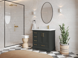 Charlotte 36" Right Offset Bath Vanity in Black Top 2" Viola Night