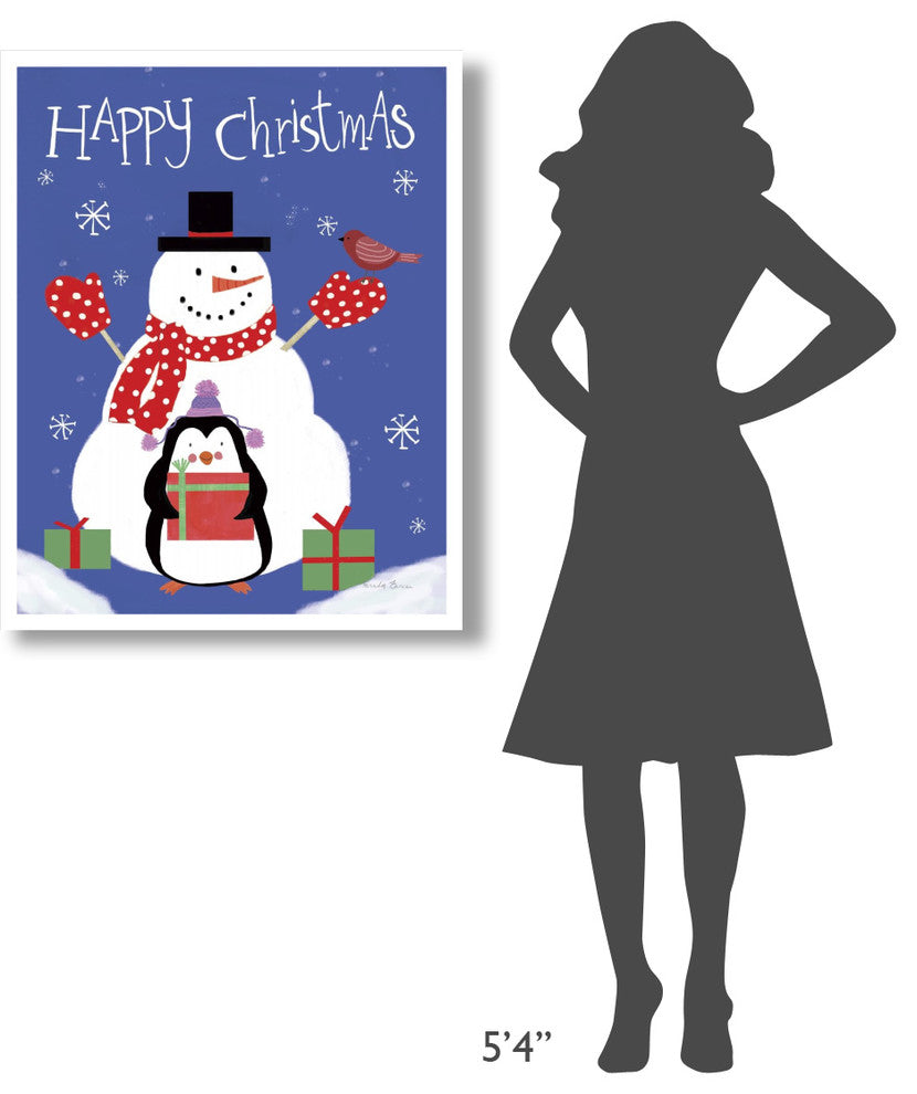 "Snowman and Penguin Friends II" Digital Paper Print by Farida Zaman, 30"x37"