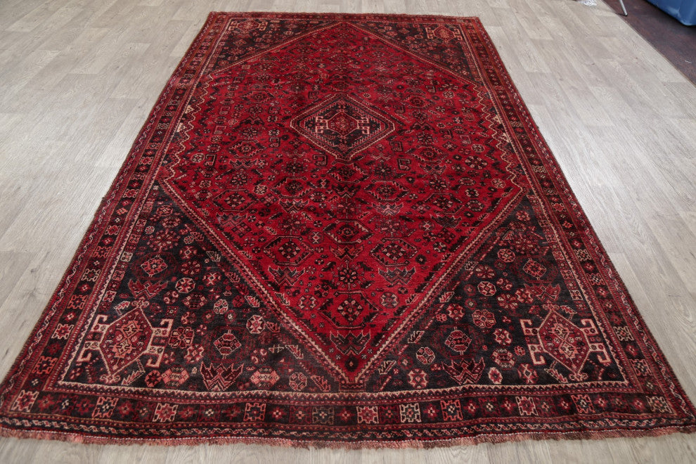 Consigned, Oriental Vintage Traditional Hand-Knotted Persian Area Rug, Red, 6x9