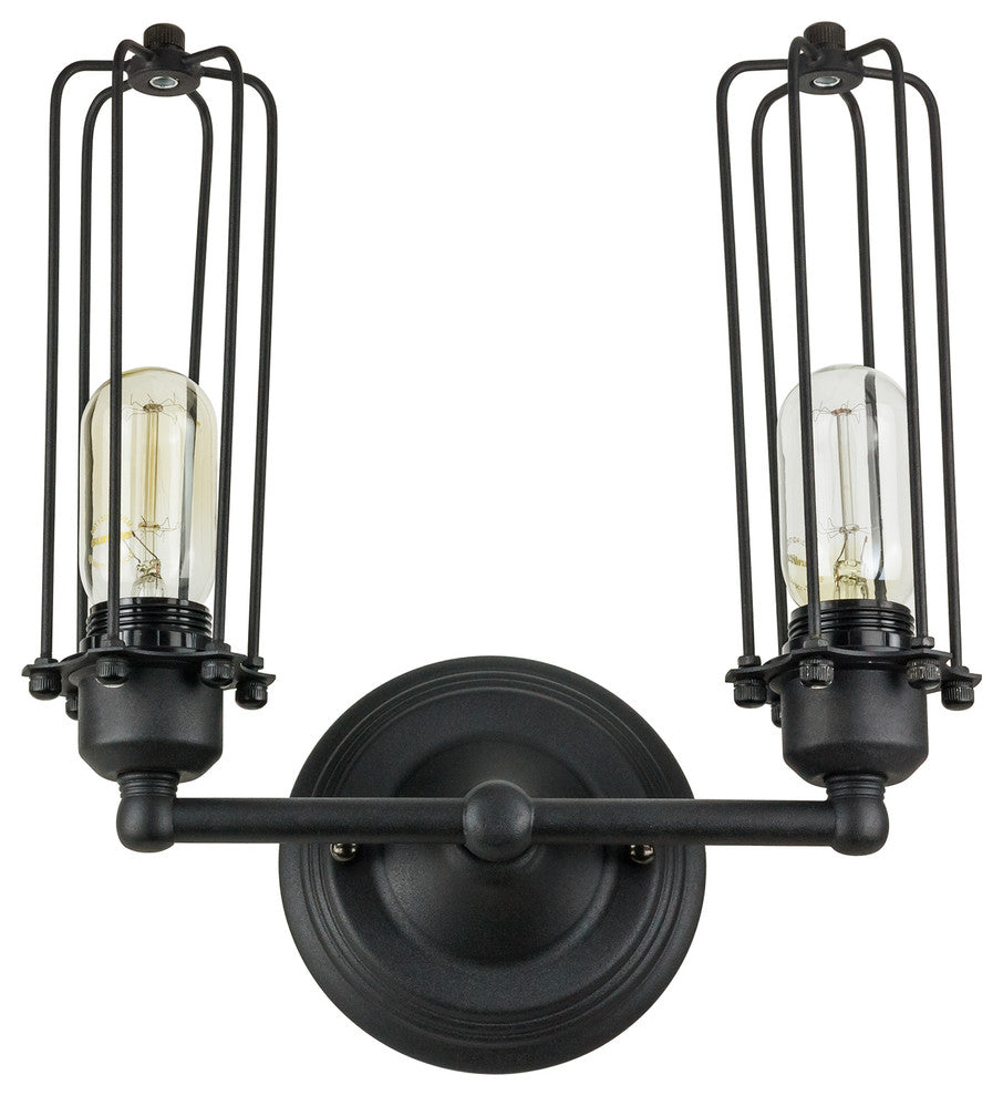 Sunlite 2 Wall Cage Wall Sconce Vintage Antique Fixture Matte Black