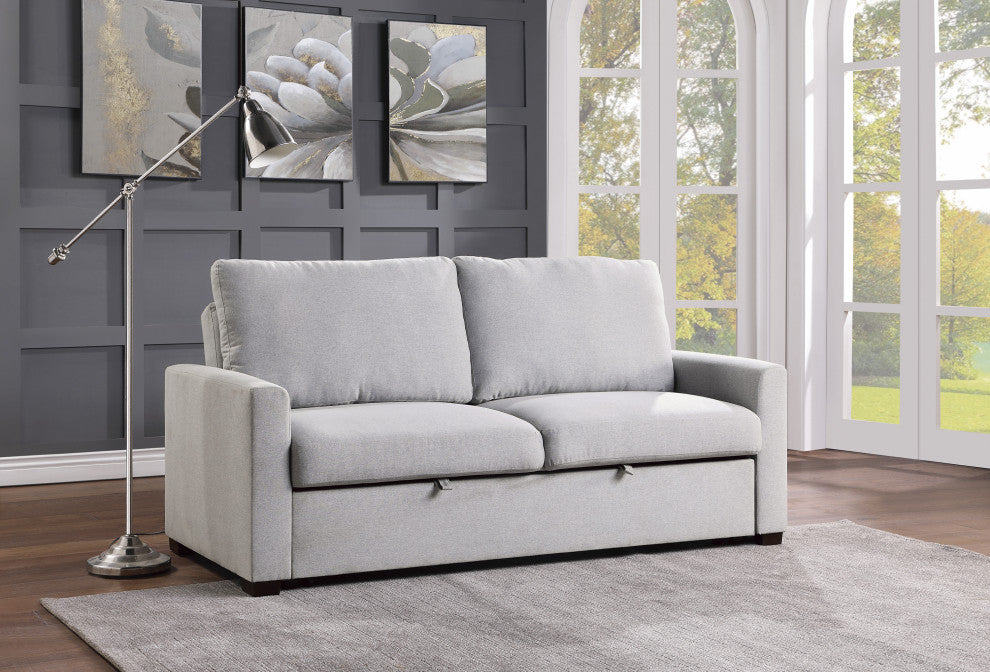 Wallstone Convertible Studio Sofa With Pull-Out Bed, Gray Color