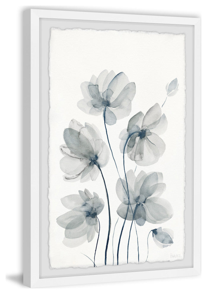 "White Poppies Bloom" Framed Painting Print