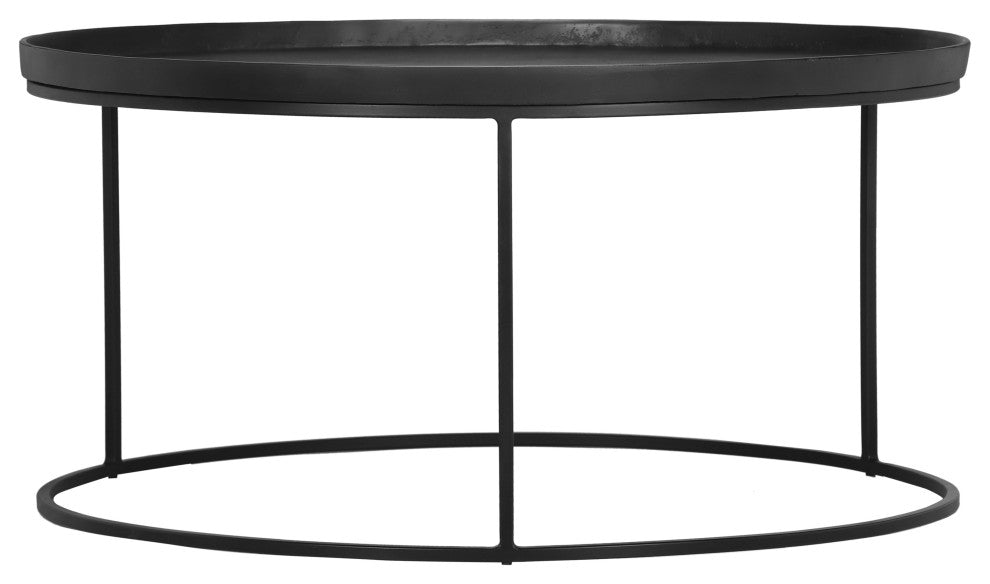 Elements Sana Coffee Table, Antique Zinc Top, Black Frame