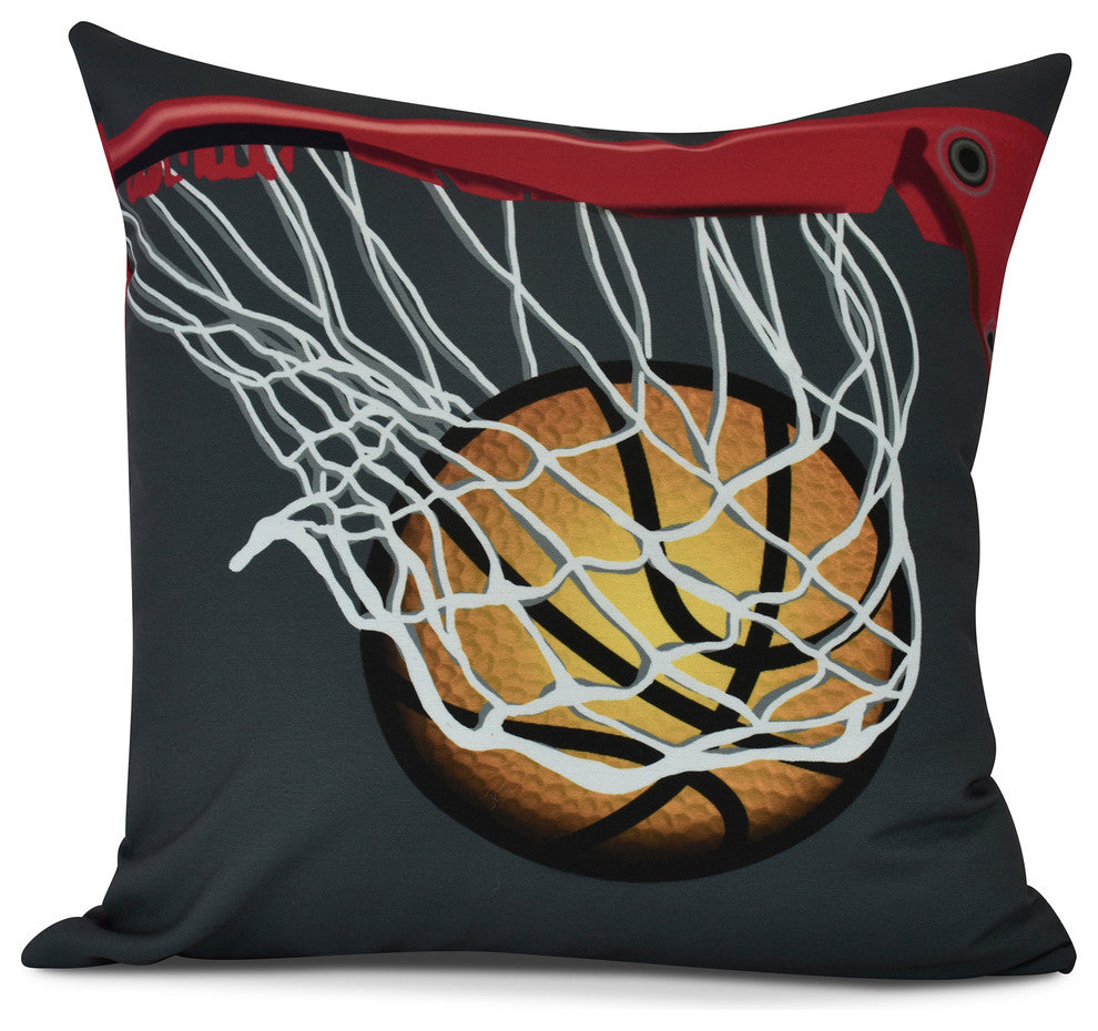 All Net, Geometric Print Outdoor Pillow, Black , 16" x 16"
