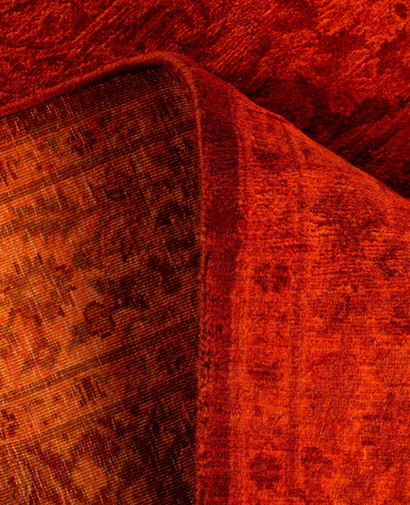 Overdyed One-of-a-Kind Hand-Knotted Area Rug Orange, 3' 0" x 7' 6"