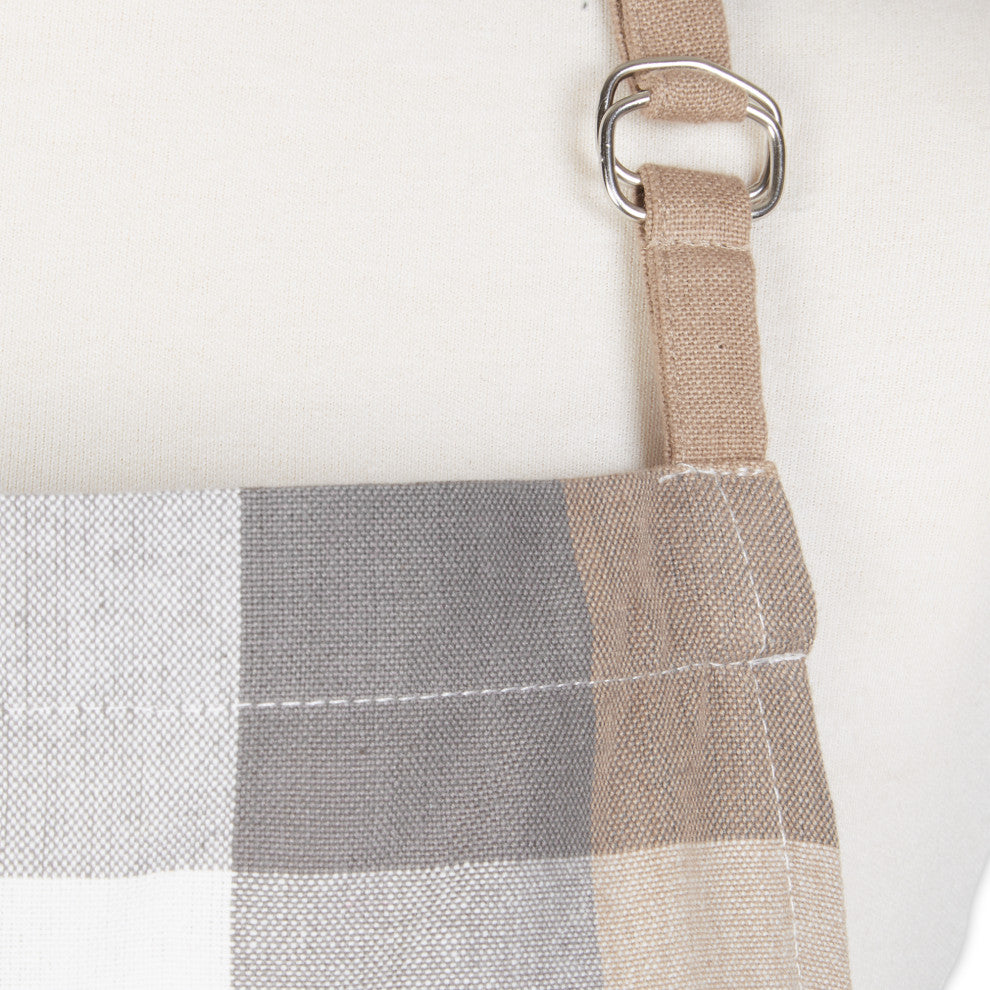 Stone Tri Color Check Chef Apron