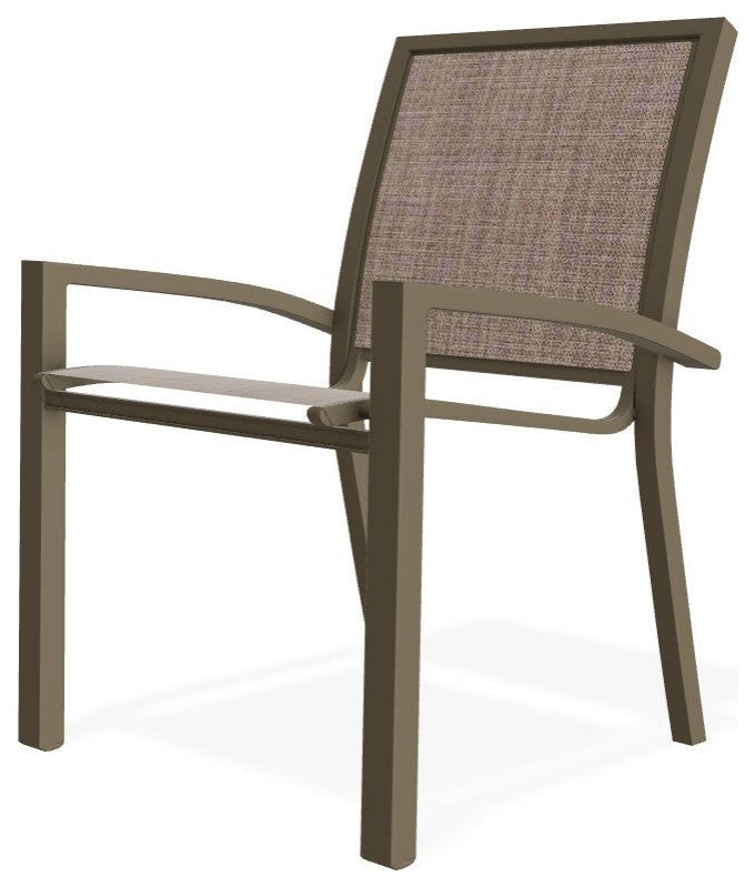 Kendall Sling Stackable Outdoor Dining Chair, Augustine Fennel/Beachwood