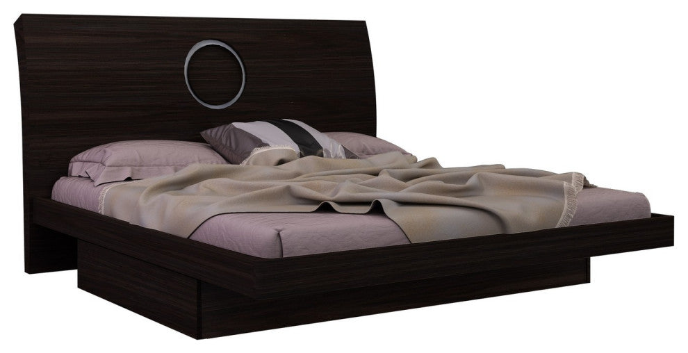 HomeRoots 77'' X 90'' X 40'' Modern Eastern King Wenge High Gloss Bed