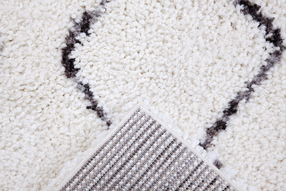 Oasis Waves White and Dark Gray Polyester Area Rug