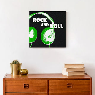 Rock And Roll Headphones 12x12 Canvas Wall Art