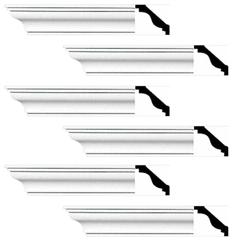 Cornice White Urethane Pleasance Simple Design 6 Pieces Totaling 576" Length