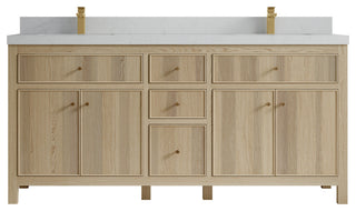 Sonoma Oak 72 Double Sink Bath Vanity with 2" Carrara Quartz