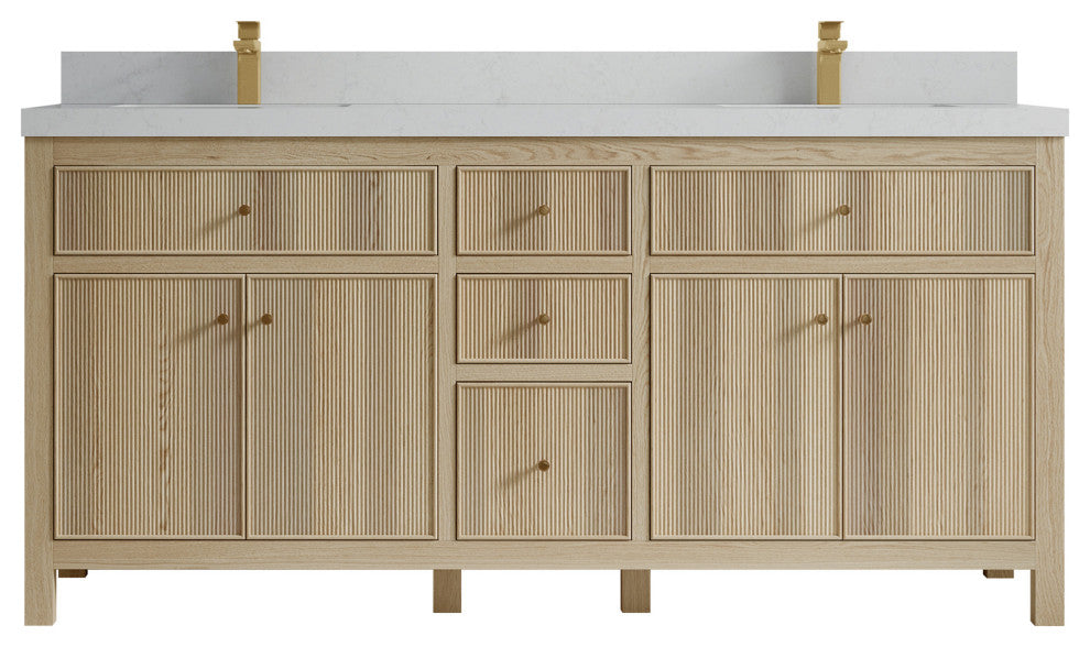 Sonoma Oak 72 Double Sink Bath Vanity with 2" Carrara Quartz