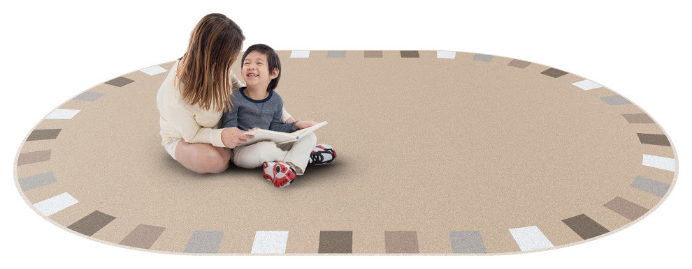 On The Border Rug, Neutral, 7'8"x10'9" Oval