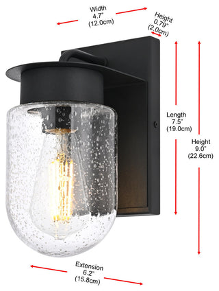 Home Living 5" Outdoor Wall Sconce, Black