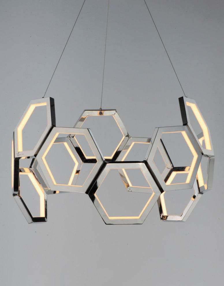 ET2 E24893 Polygon 30"W LED Chandelier - Polished Chrome