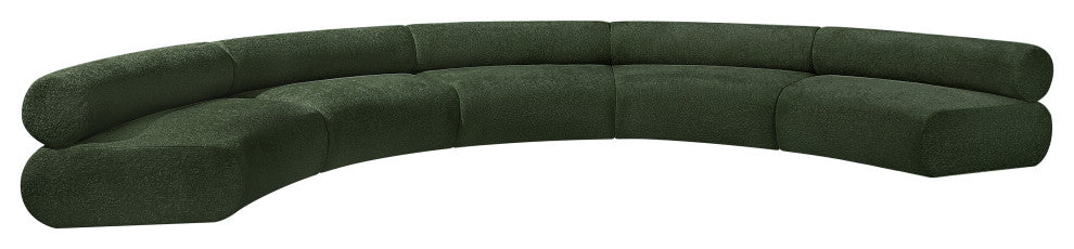 Bale Cream Chenille Fabric Modular Sofa, Green, 5-Piece, Arc Shaped