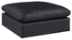 Comfy Beige Linen Textured Fabric Modular Chair, Black, Vegan Leather, Ottoman