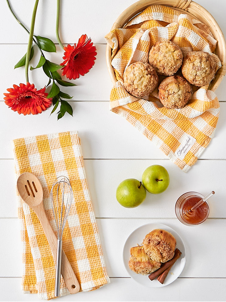 Butterscotch Checker Washed Waffle Dishtowel (Set of 2)