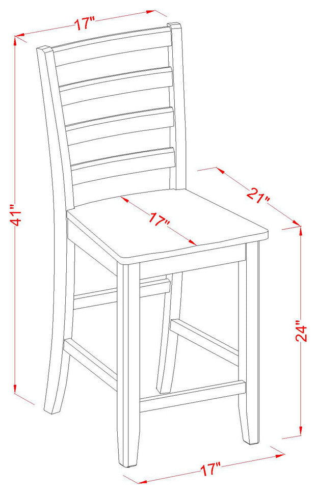5 Pc Counter Height Pub Set, Counter Height Table, 4 Chairs, Black & Cherry