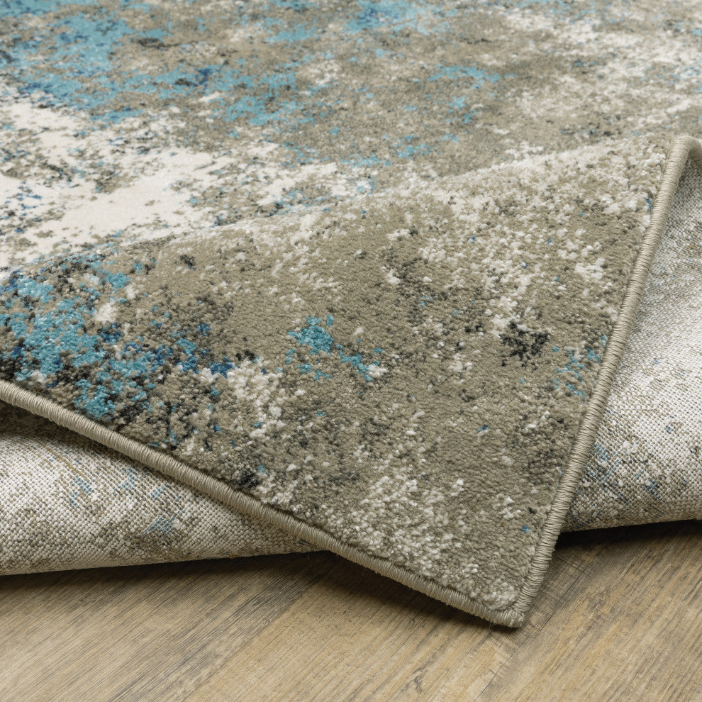 Vander Casual Abstract Power-Loomed Area Rug, Blue/Gray, 7'10"x10'