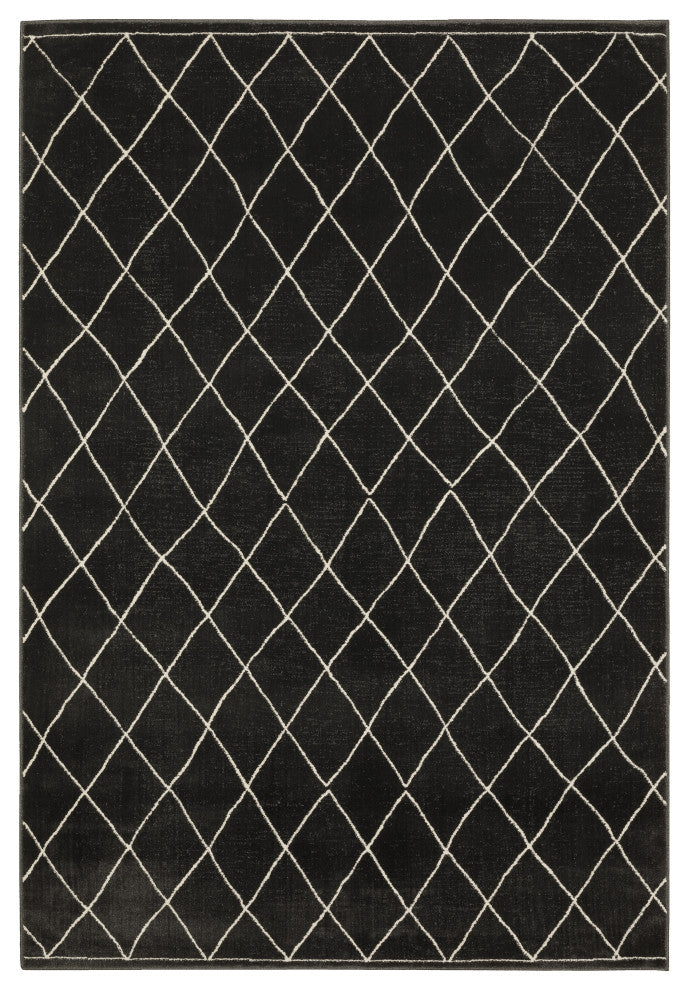 Oriental Weavers Raylan RAY12 Geometric Rug, Black, 6'7"x9'6"