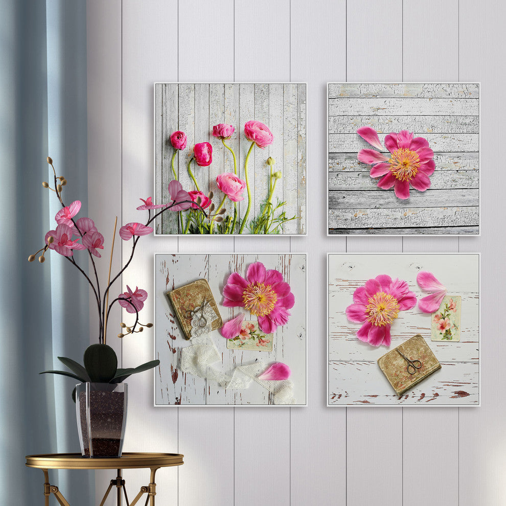 Pink Petals Quadriptych, 32x32