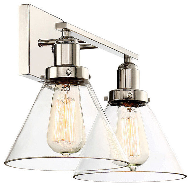 Drake 2 Light Bath Bar, Polished Nickel