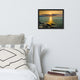 Sun Ray on the Water Coastal Landscape Framed Photo Paper Wall Art Print, Black, 12" X 16"